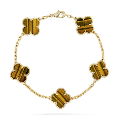 [Glimmer] CLOVER 5 MOTIFS TIGER EYE BRACELET COLLECTION