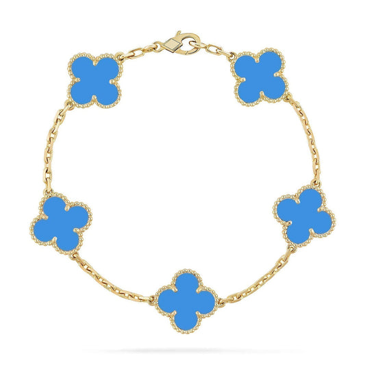 [Glimmer] CLOVER 5 MOTIF BLUE AGATE BRACELET COLLECTION