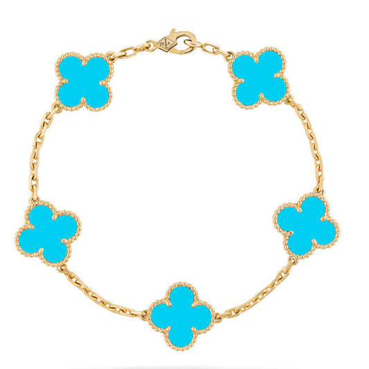 [Glimmer] CLOVER 5 MOTIF TURQUOISE BRACELET COLLECTION
