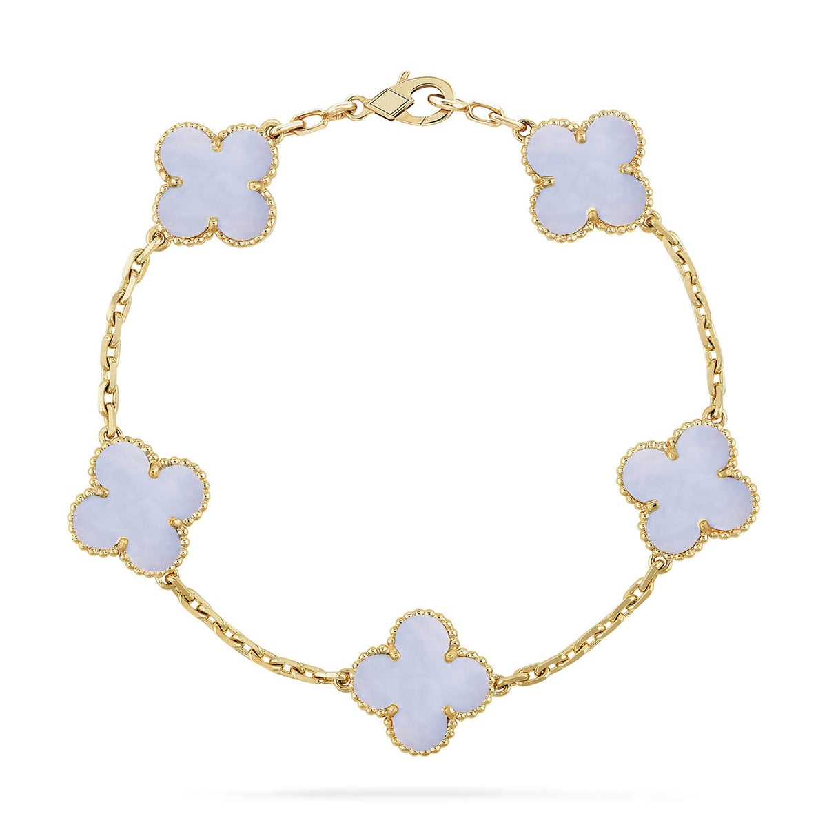 [Glimmer] CLOVER 5 MOTIF PURPLE CHALCEDONY BRACELET COLLECTION
