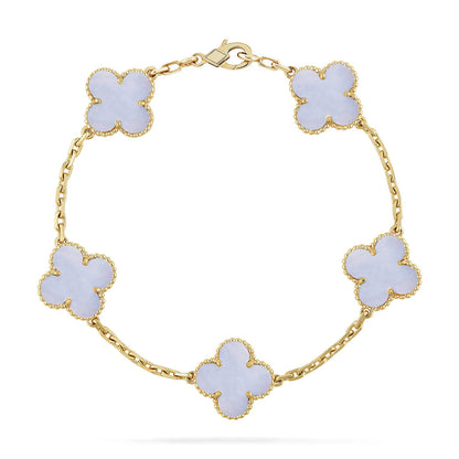 [Glimmer] CLOVER 5 MOTIF PURPLE CHALCEDONY BRACELET COLLECTION