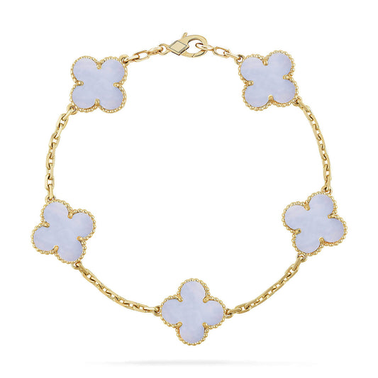[Glimmer] CLOVER 5 MOTIF PURPLE CHALCEDONY BRACELET COLLECTION