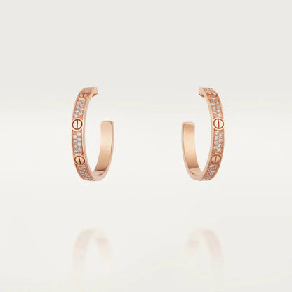 [Glimmer]LOVE DIAMOND PINK GOLD HOOP EARRINGS