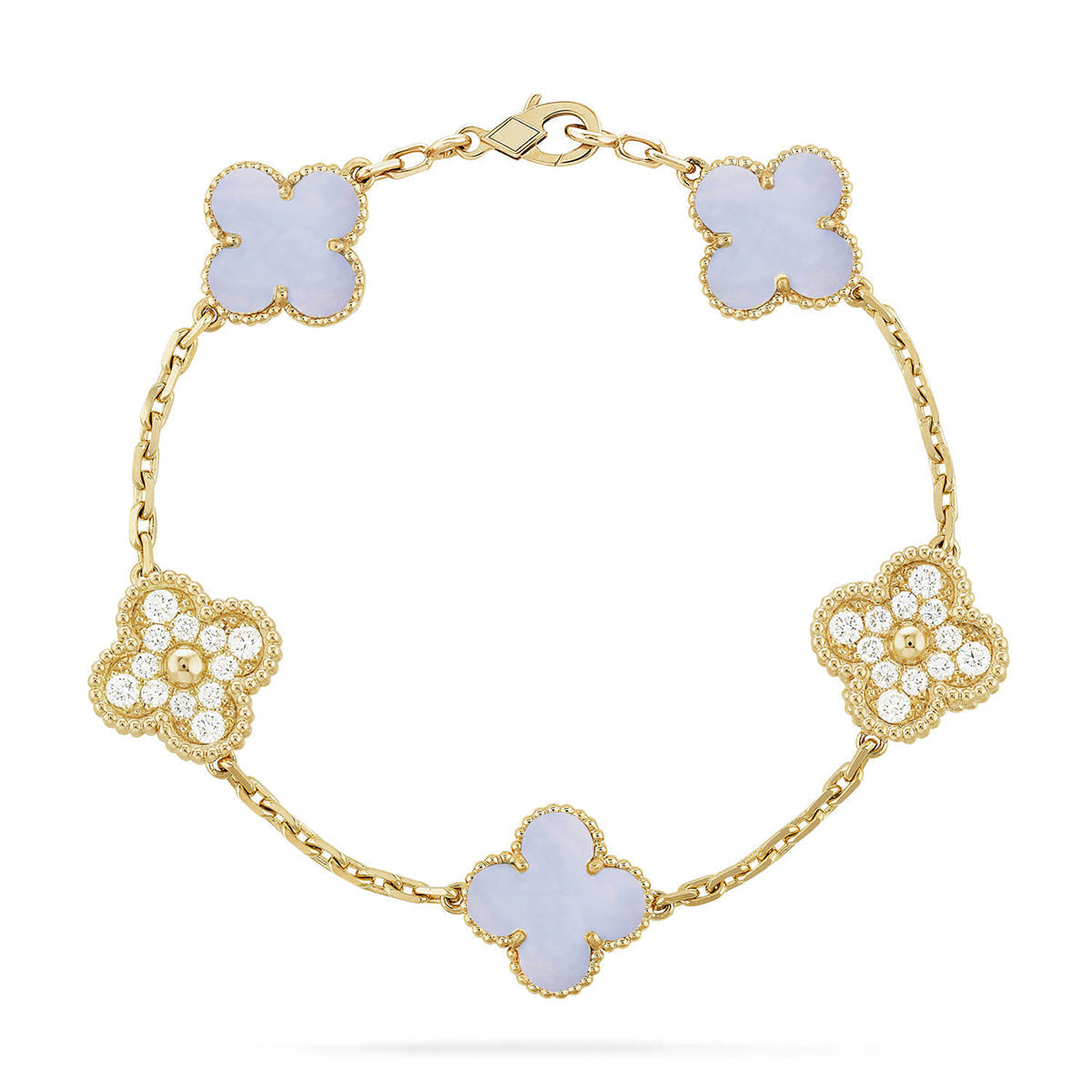 [Glimmer] CLOVER 5 MOTIF PURPLE CHALCEDONY BRACELET COLLECTION