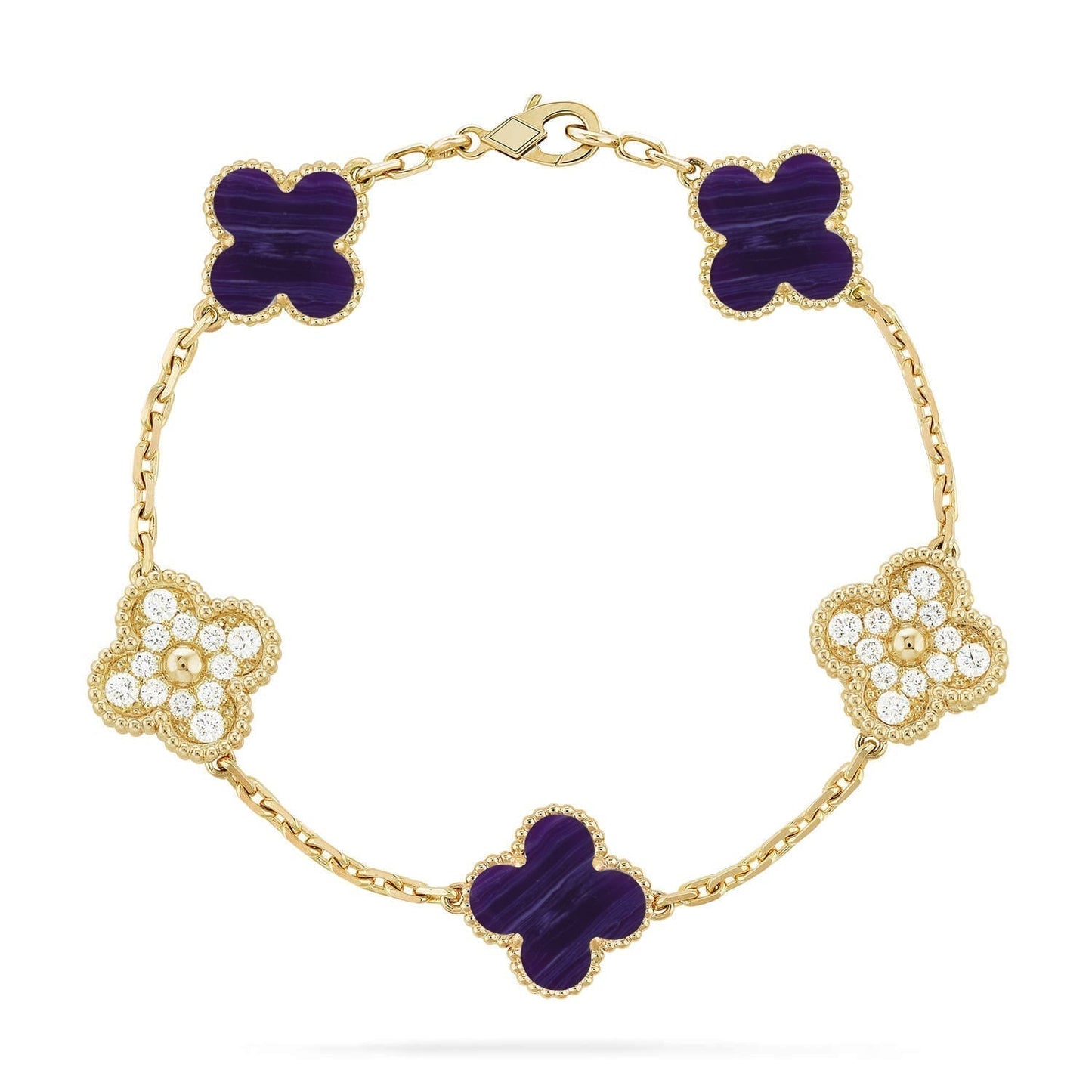 [Glimmer]CLOVER 5 MOTIF PURPLE STRIPES BRACELET COLLECTION