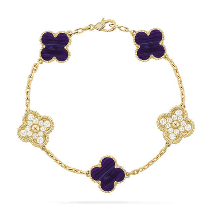 [Glimmer]CLOVER 5 MOTIF PURPLE STRIPES BRACELET COLLECTION