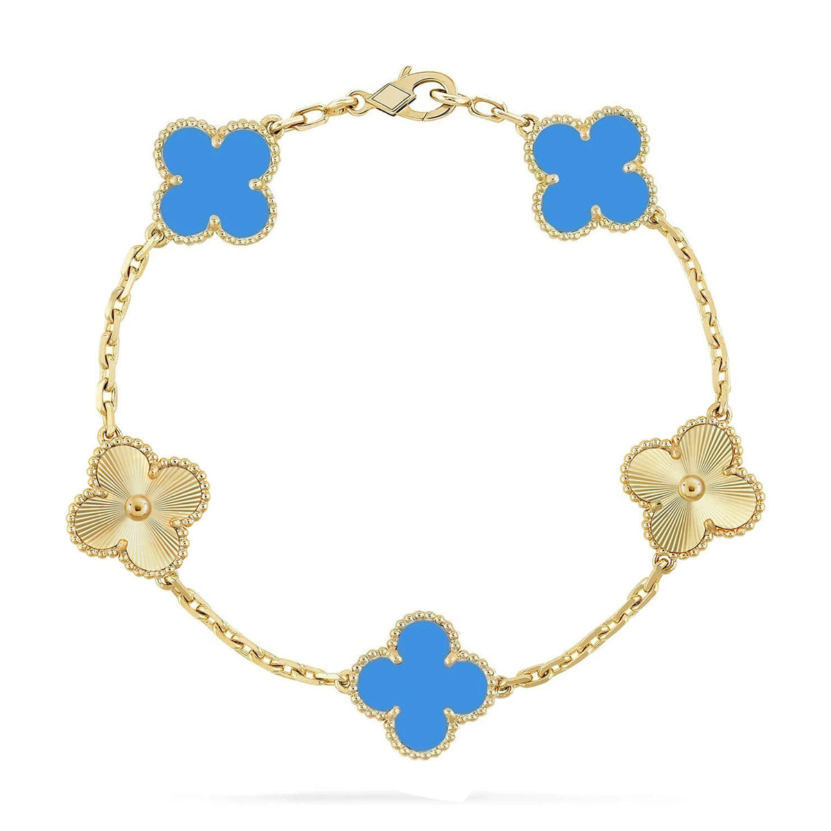 [Glimmer] CLOVER 5 MOTIF BLUE AGATE BRACELET COLLECTION