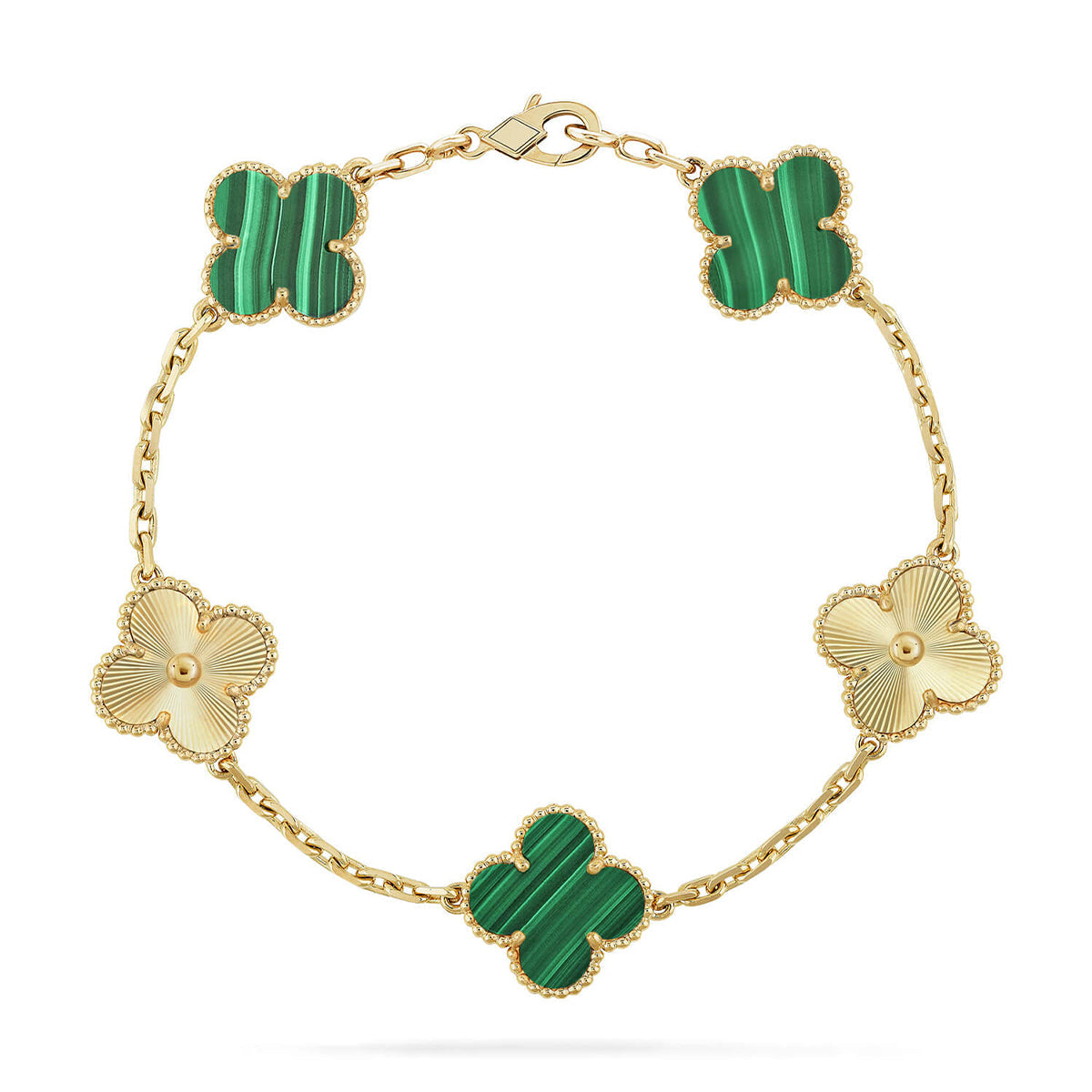 [Glimmer] CLOVER 5 MOTIF MALACHITE BRACELET COLLECTION