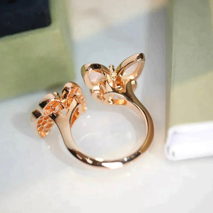 [Glimmer]TWIN BUTTERFLY DIAMOND MOP RING
