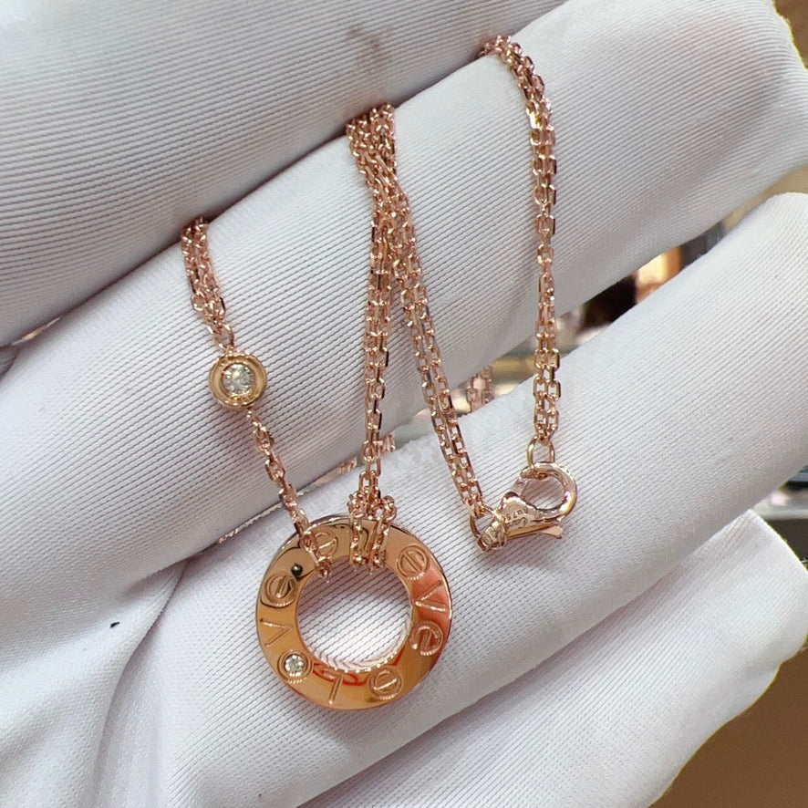 [Glimmer]LOVE NECKLACE 16MM 2 DIAMONDS