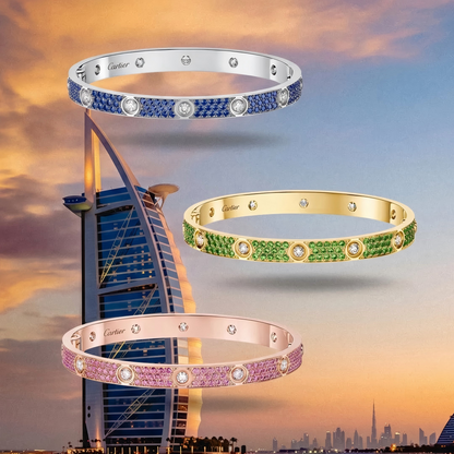[Glimmer]2026 PAVE GEMSTONE LOVE BRACELET 6.1MM 10 DIAMONDS