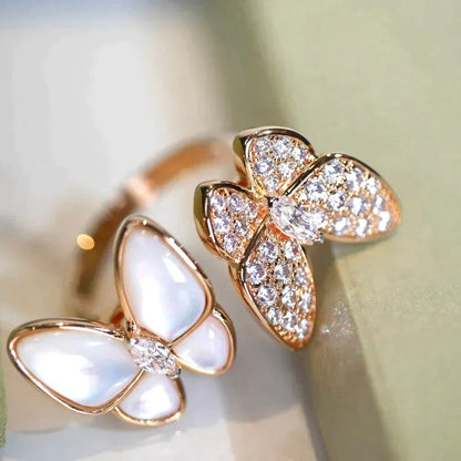 [Glimmer]TWIN BUTTERFLY DIAMOND MOP RING