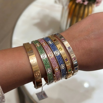 [Glimmer]2026 PAVE GEMSTONE LOVE BRACELET 6.1MM 10 DIAMONDS