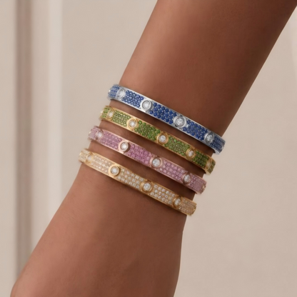 [Glimmer]2026 PAVE GEMSTONE LOVE BRACELET 6.1MM 10 DIAMONDS