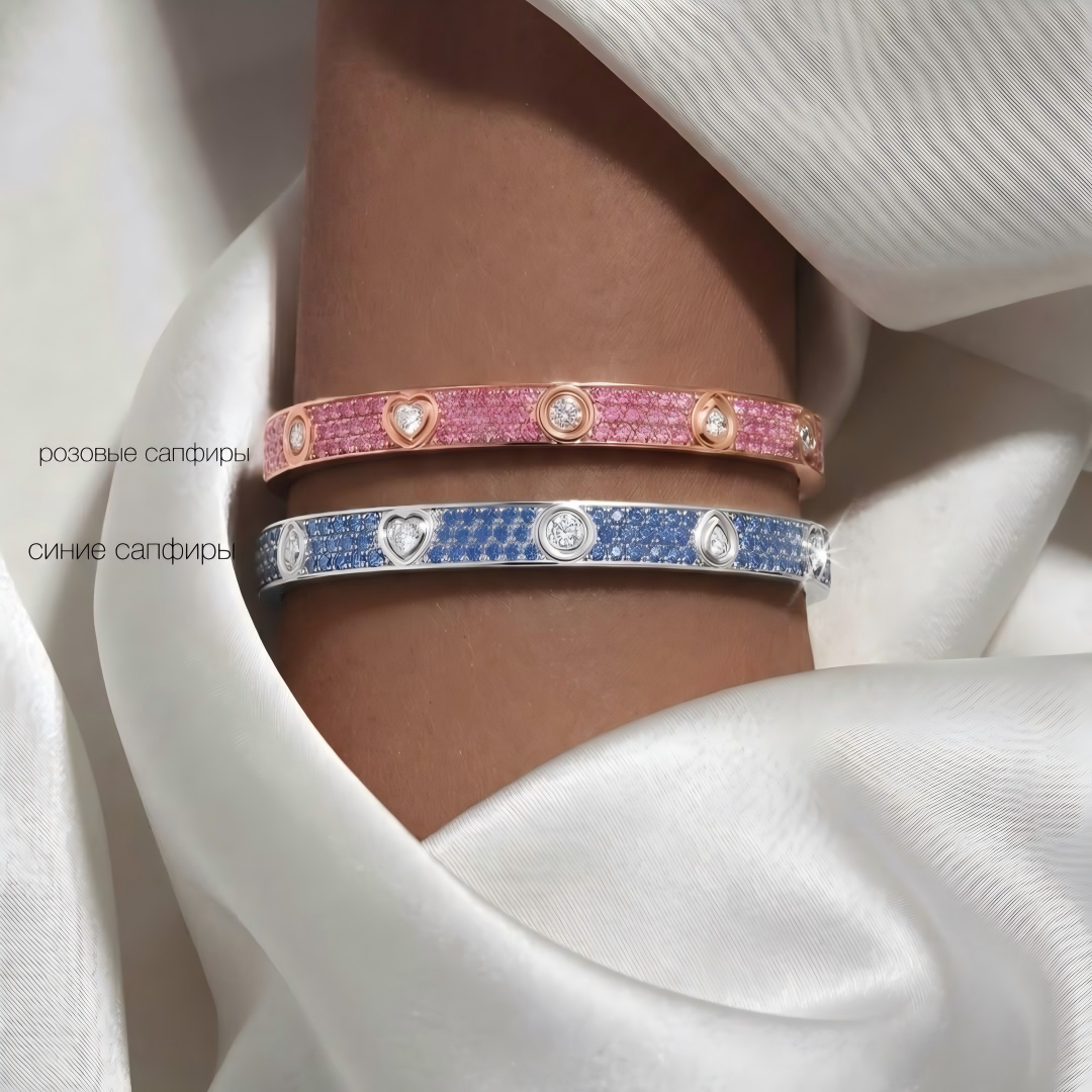 [Glimmer]2026 PAVE GEMSTONE LOVE BRACELET 6.1MM 10 DIAMONDS