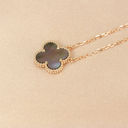 [Glimmer]CLOVER 15MM  GRAY MOTHER OF PEARL NECKLACE