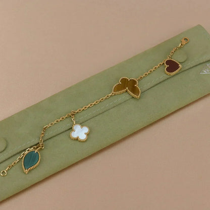 [Glimmer]LUCKY SPRING 5 MOTIF GOLD BRACELET