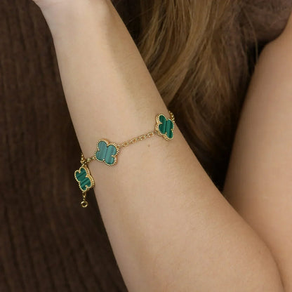 [Glimmer] CLOVER 5 MOTIF MALACHITE BRACELET COLLECTION