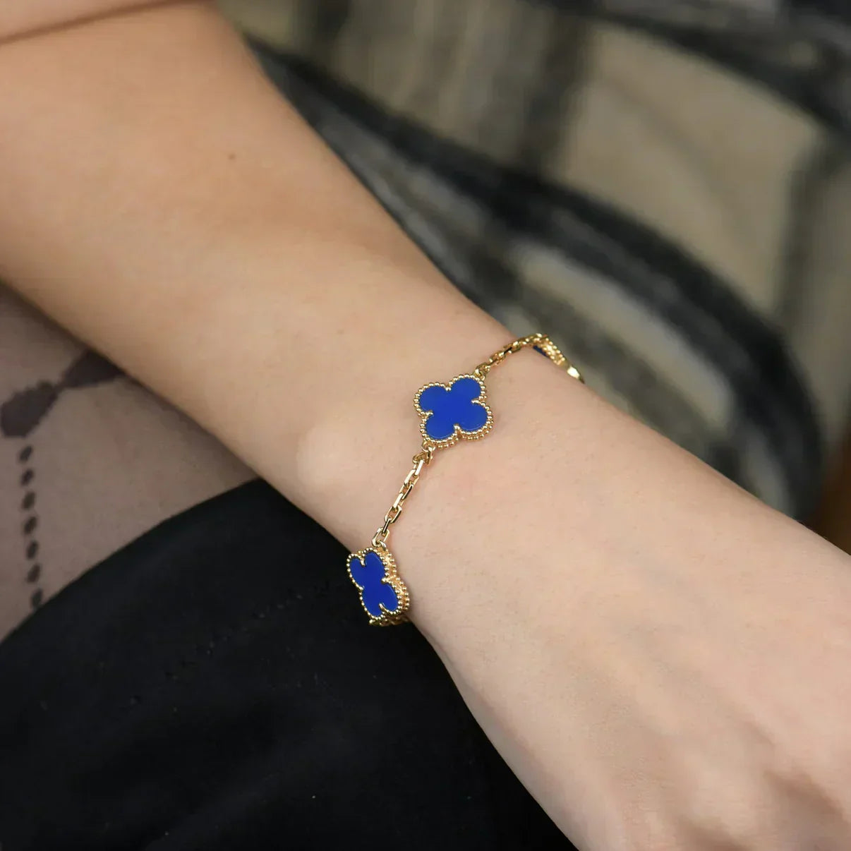 [Glimmer] CLOVER 5 MOTIF BLUE AGATE BRACELET COLLECTION