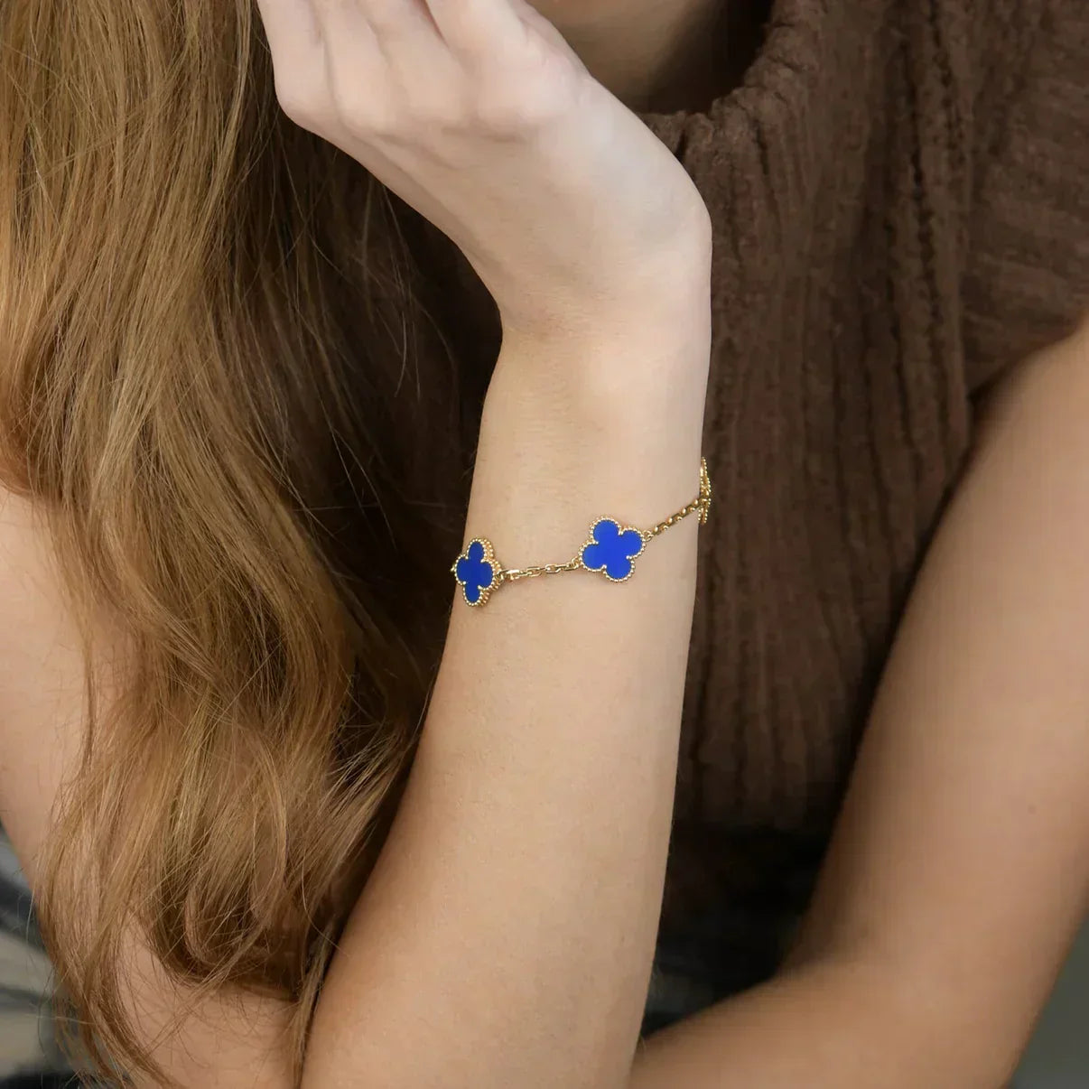 [Glimmer] CLOVER 5 MOTIF BLUE AGATE BRACELET COLLECTION