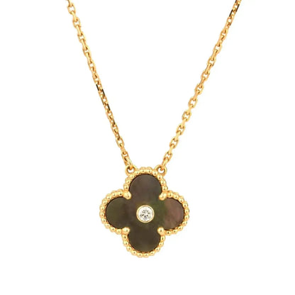 [Glimmer]CLOVER 15MM DIAMOND AND MOTHER-OF-GREY NECKLACE