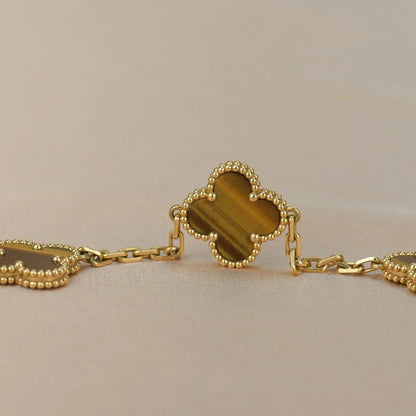 [Glimmer] CLOVER 5 MOTIFS TIGER EYE BRACELET COLLECTION