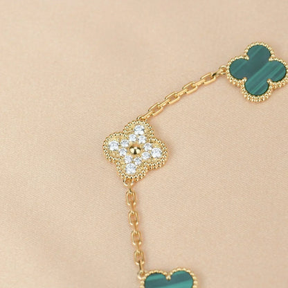 [Glimmer] CLOVER 5 MOTIF MALACHITE BRACELET COLLECTION