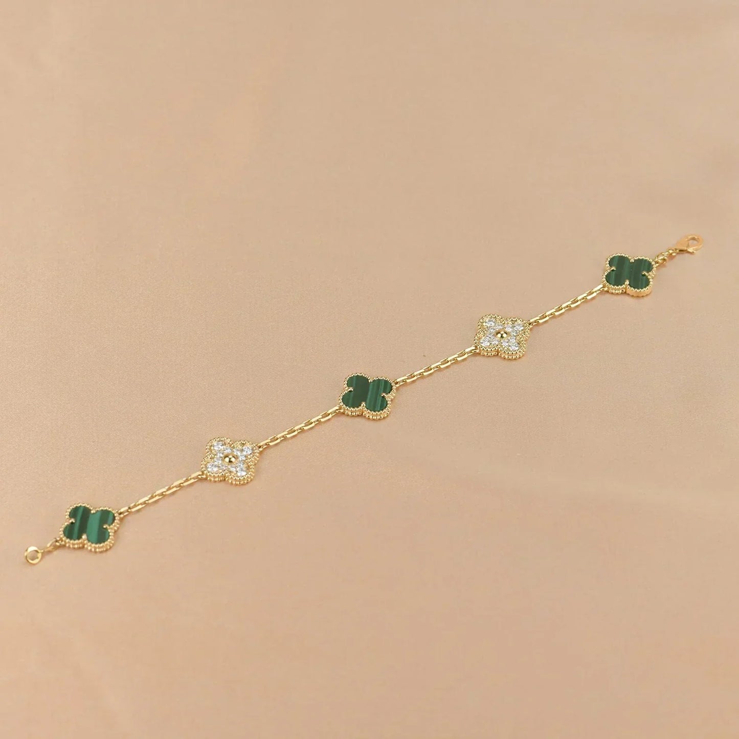 [Glimmer] CLOVER 5 MOTIF MALACHITE BRACELET COLLECTION