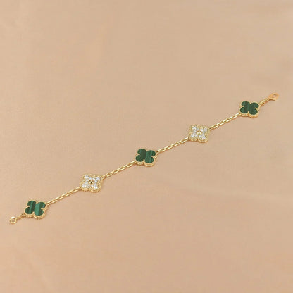 [Glimmer] CLOVER 5 MOTIF MALACHITE BRACELET COLLECTION