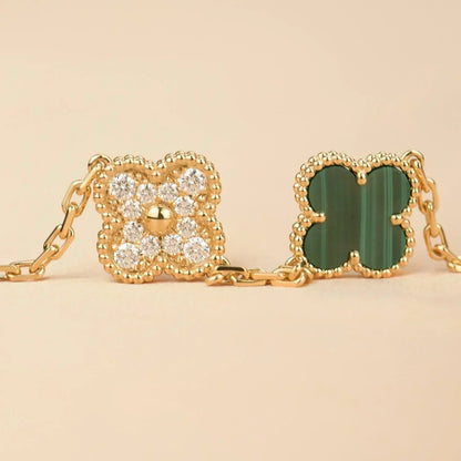 [Glimmer] CLOVER 5 MOTIF MALACHITE BRACELET COLLECTION