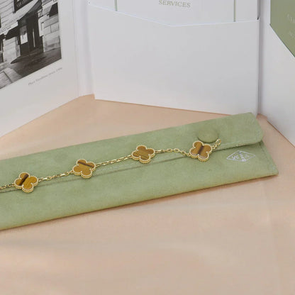 [Glimmer] CLOVER 5 MOTIFS TIGER EYE BRACELET COLLECTION
