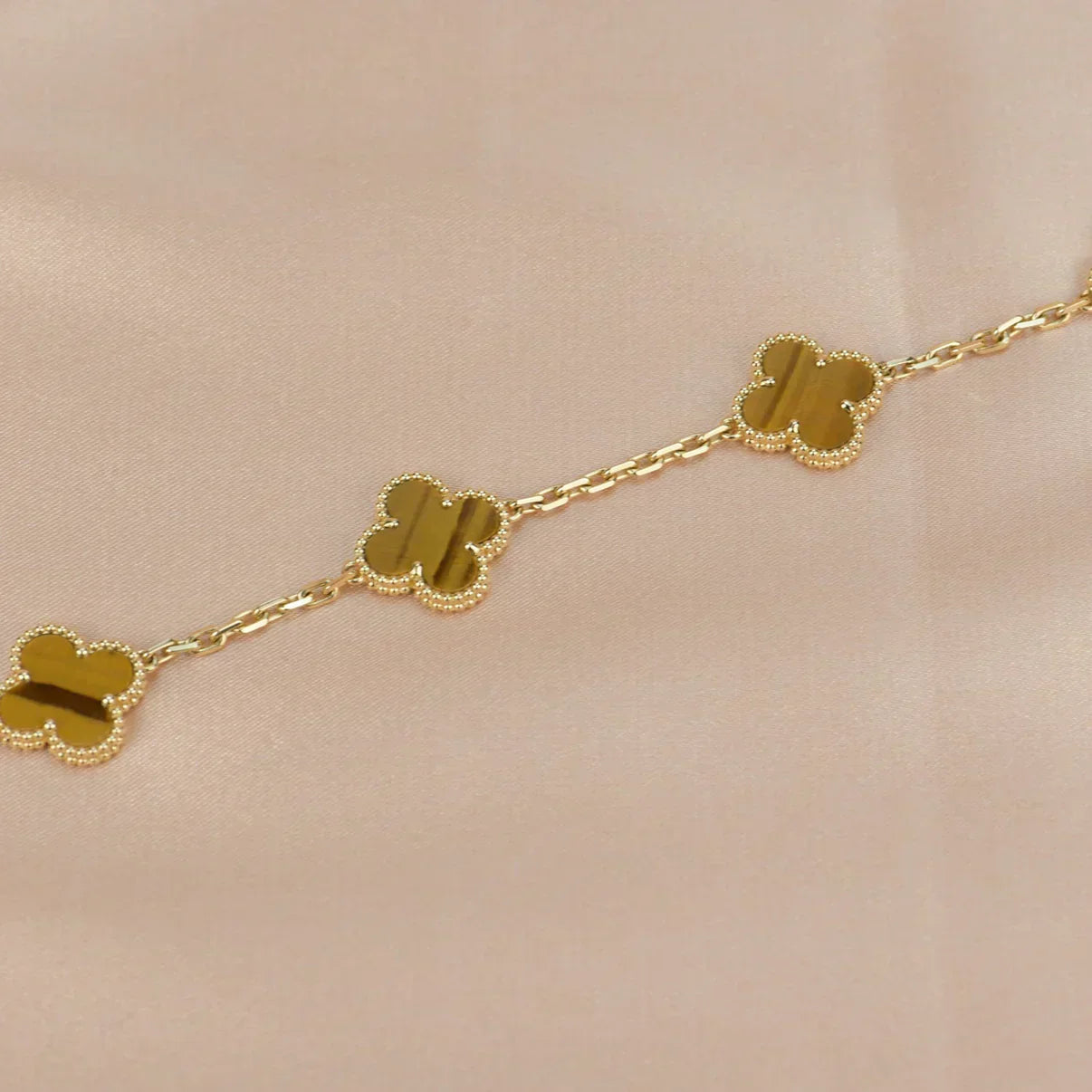 [Glimmer] CLOVER 5 MOTIFS TIGER EYE BRACELET COLLECTION