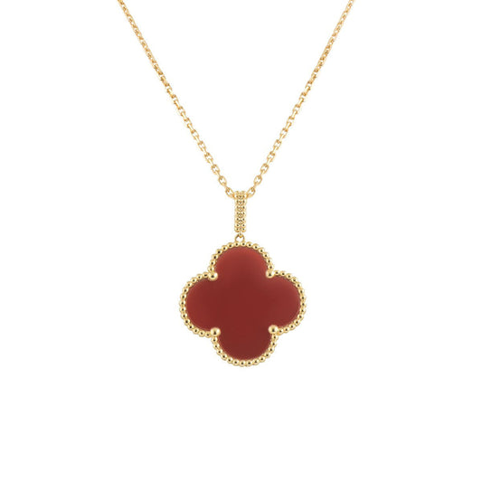 [Glimmer]CLOVER 25MM NECKLACE GOLD CARNELIAN