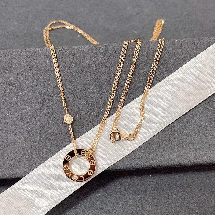 [Glimmer]LOVE NECKLACE 16MM 2 DIAMONDS