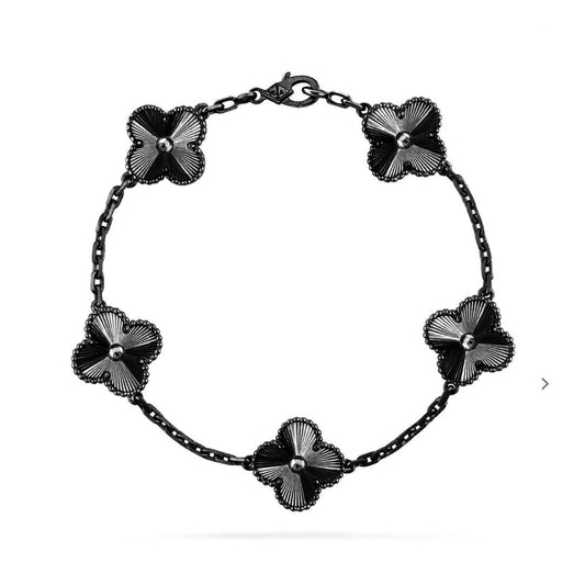 [Glimmer]CLOVER 5 MOTIF BLACK BRACELET