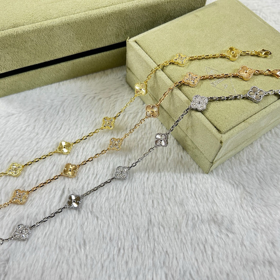 [Glimmer]CLOVER 6 MOTIF DIAMOND LASER BRACELET-w