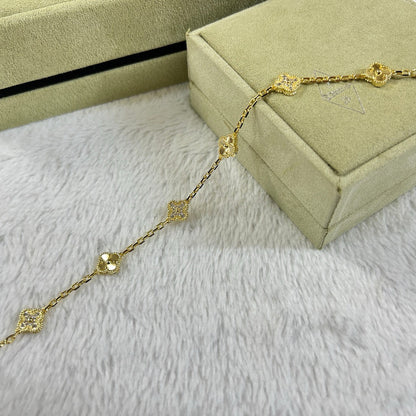 [Glimmer]CLOVER 6 MOTIF DIAMOND LASER BRACELET-w