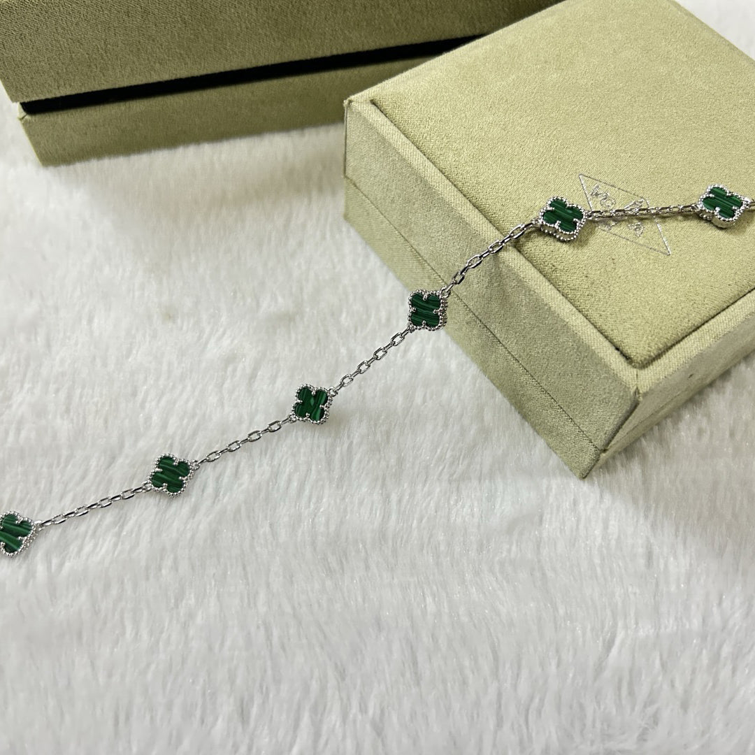 [Glimmer]CLOVER 6 MOTIF MALACHITE BRACELET-w