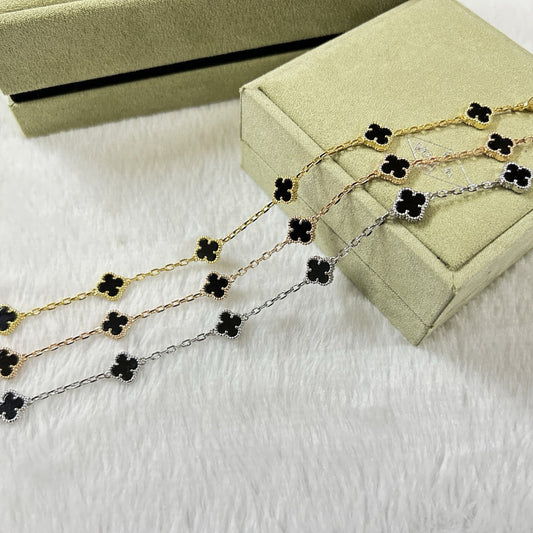 [Glimmer]CLOVER 6 MOTIF  ONYXS BRACELET-w