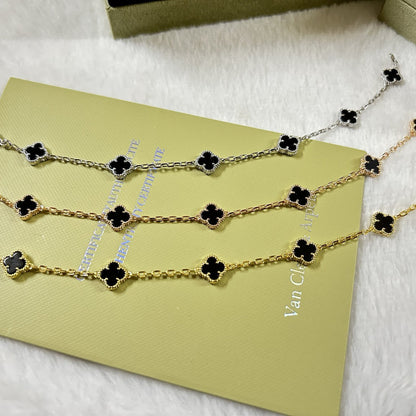 [Glimmer]CLOVER 6 MOTIF  ONYXS BRACELET-w