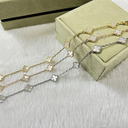 [Glimmer]CLOVER 6 MOTIF WHITE MOP BRACELET-w