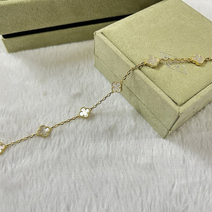 [Glimmer]CLOVER 6 MOTIF WHITE MOP BRACELET-w