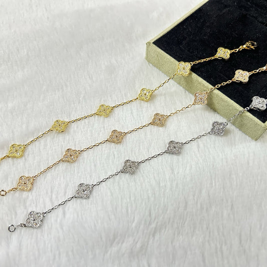 [Glimmer]CLOVER 6 MOTIF DIAMOND BRACELET