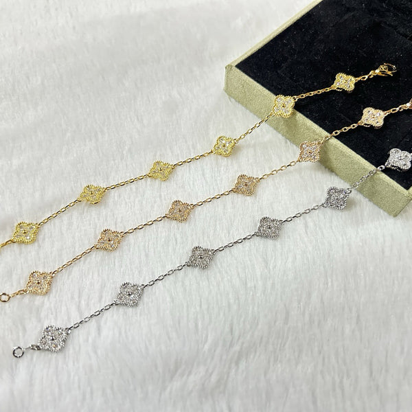 [Glimmer]CLOVER 6 MOTIF DIAMOND BRACELET
