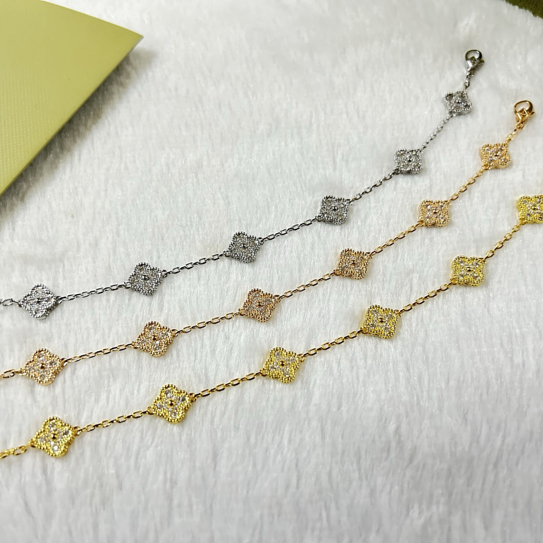 [Glimmer]CLOVER 6 MOTIF DIAMOND BRACELET