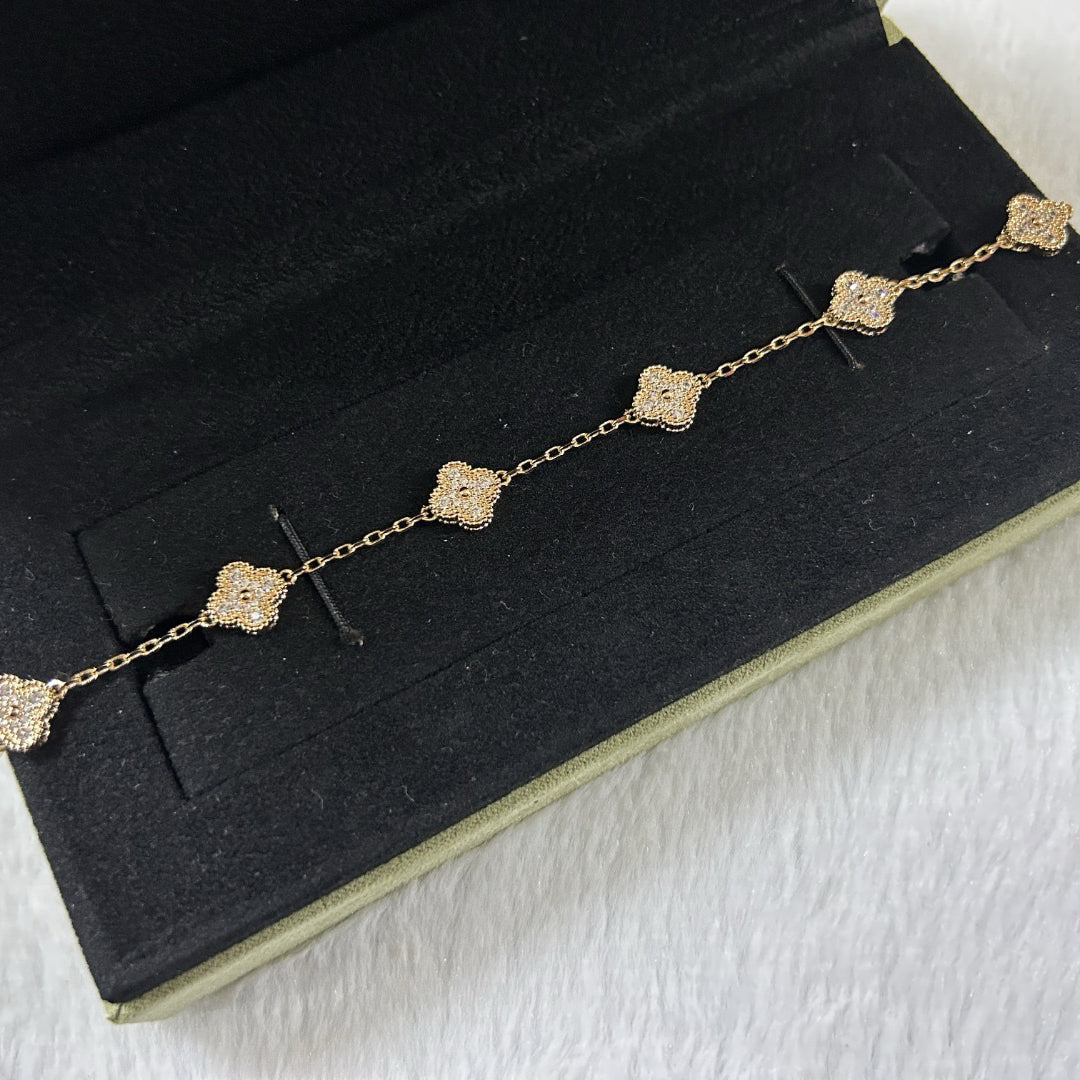 [Glimmer]CLOVER 6 MOTIF DIAMOND BRACELET