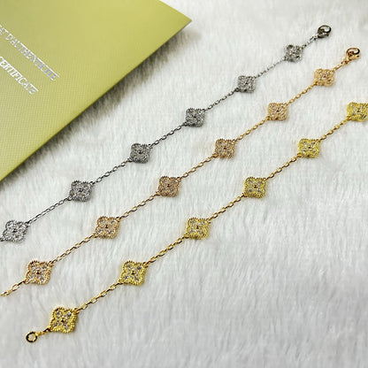 [Glimmer]クローバー 6 モチーフ ダイヤモンド ブレスレット