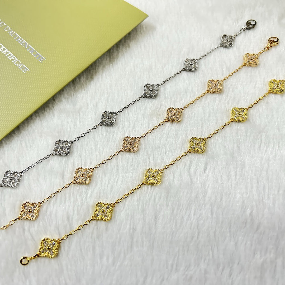 [Glimmer]CLOVER 6 MOTIF DIAMOND BRACELET