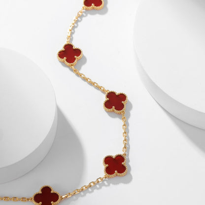 [Glimmer]CLOVER 10 MOTIFS CARNELIAN NECKLACE