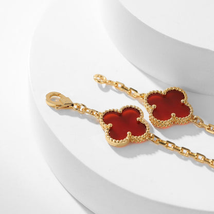[Glimmer]CLOVER 10 MOTIFS CARNELIAN NECKLACE